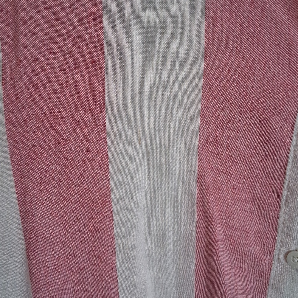 Tommy Bahama Pink White Stripe Linen Blend Preppy Boyfriend Shirt Dress Size XL - Picture 4 of 10